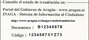 Datos requeridos para el acceso a la consulta del estado de tramitación de expedientes INAGA