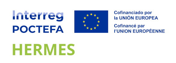 Logotipo de Interreg Poctefa Hermes. Cofinanciado por la Unión Europea
